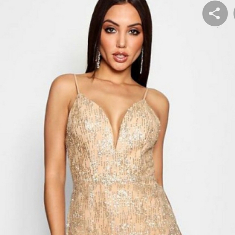 Boohoo Sparkle Glitter Midi Dress